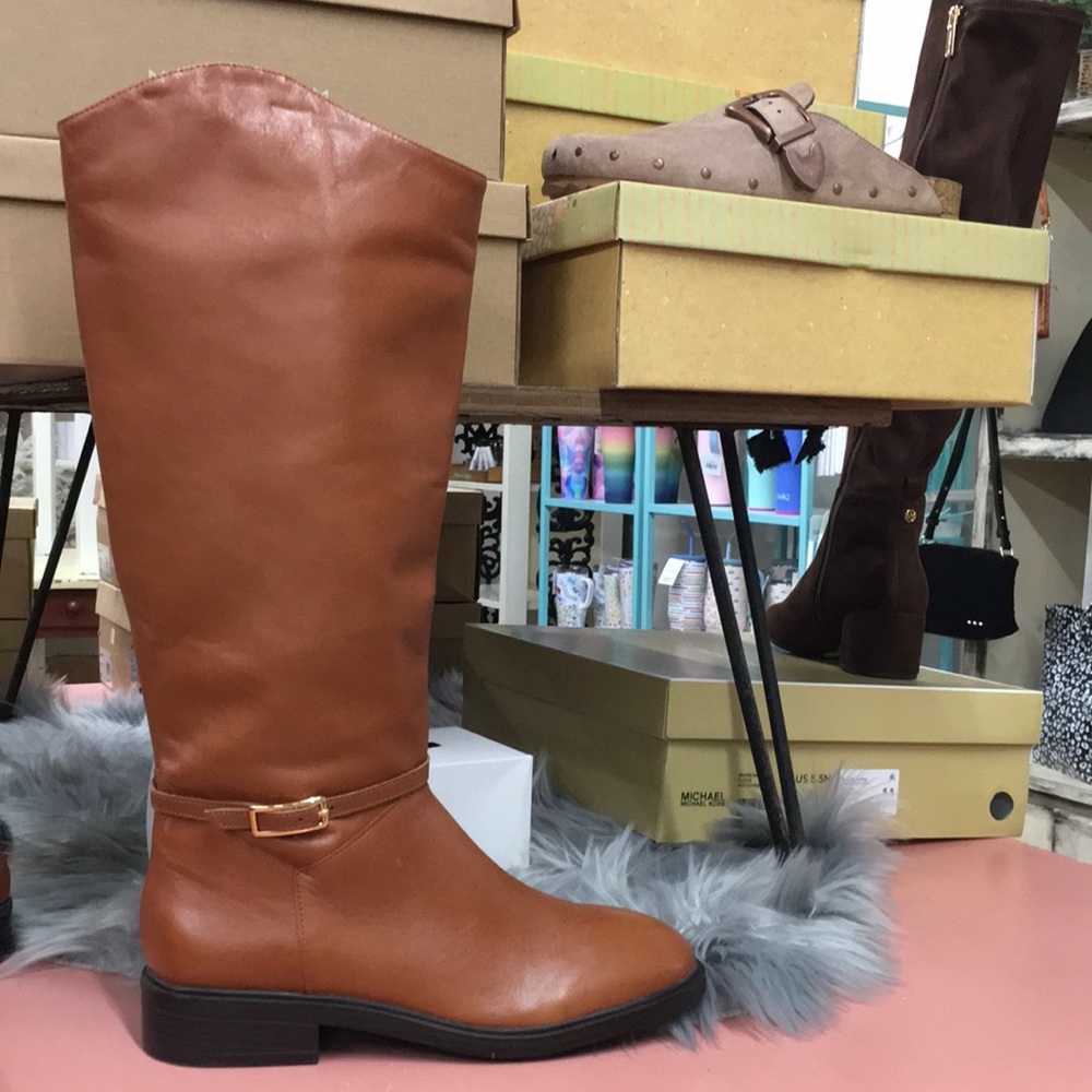 Classic Tall Riding Boots in Cognac Brown